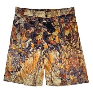 Barabas Shorts Mens 4XL Caramel Peacock Floral Baroque Design Drawstring Spandex